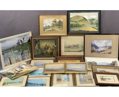 GIANNI watercolours - Continental scenes with figures amongst flowers, a pair, 29 x 15cms and an assortment of vintage and ot