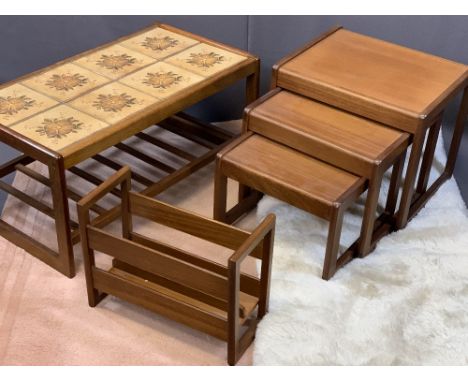 MID-CENTURY &amp; LATER FURNISHINGS GROUP to include a stylish set of three teak occasional tables, tile top coffee table, sm
