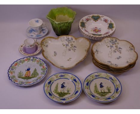 LIMOGES - four plates and a serving dish, Quimper plates (3), Bretby planter, Royal Albert Berkeley dishes ETC