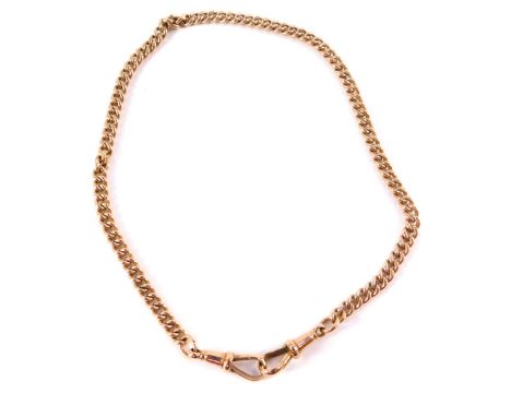 A 9ct rose gold Albert chain, with two lobster claw clasps, 42cm long, 41.0g.