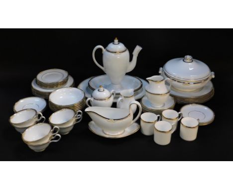 A Wedgwood porcelain part dinner tea and coffee service decorated in the Cavendish pattern, comprising oval meat platter, veg