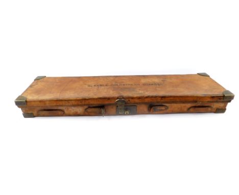 A leather and brass bound gun case, Army &amp; Navy CSL, Gun Department, 117 Victoria Street, Westminster SW, named to S. Ear