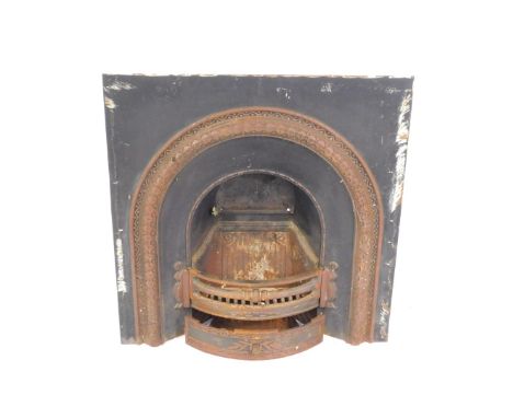 A Victorian cast iron fire surround, with grate, 98cm H, 96cm W.