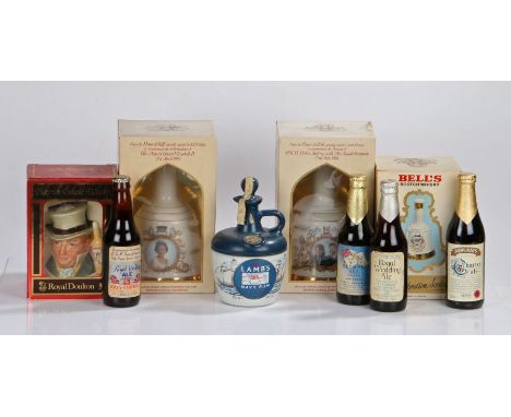 Three Bell's Scotch whisky commemorative decanters, the Birthday of Queen Elizabeth II, 75cl, 43% volume, Marriage of H.R.H. 