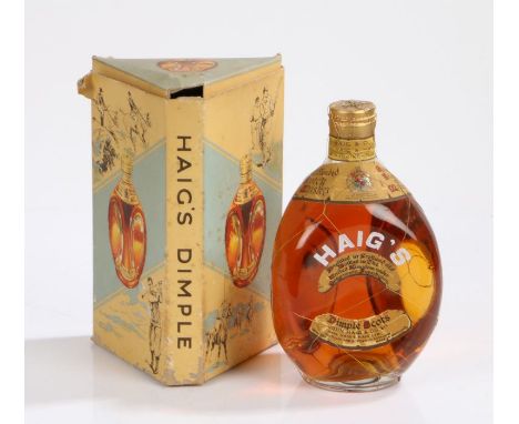 Mid 20th Century Haig's Dimple Scotch whisky, the dimple bottle with original wire netting, housed in original triangular box