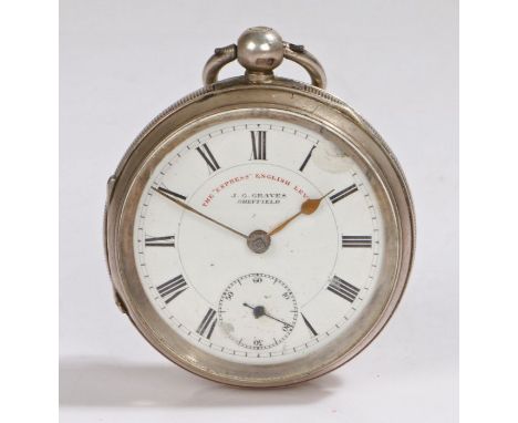 Edward VII silver open face pocket watch by J.G. Graves of Sheffield, the signed white dial with Roman numerals and subsidiar