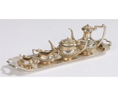 Elizabeth II silver miniature tea service, Birmingham 1952/53, maker&nbsp;Henry Clifford Davis, consisting of teapot, coffee 