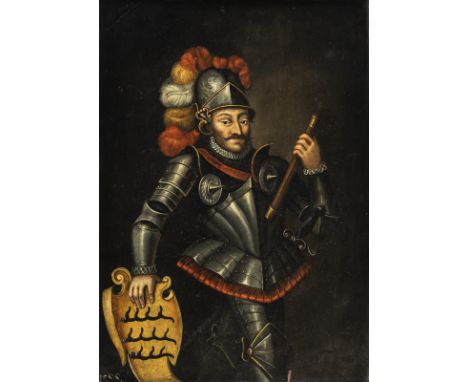Deutsche SchuleWohl 17. Jhdt.44 x 31 cmPortrait des Ludwig, auch Ludwig der Fromme, Herzog von Württemberg (1554-1593). Öl/Ku