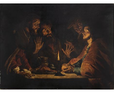 Stomer, Mathias (nach)Amersfoort (Utrecht) 1600 - (nach) 1652125 x 165 cmDas Abendmahl in Emmaus. Öl/Lwd., doubl.Aus einer be