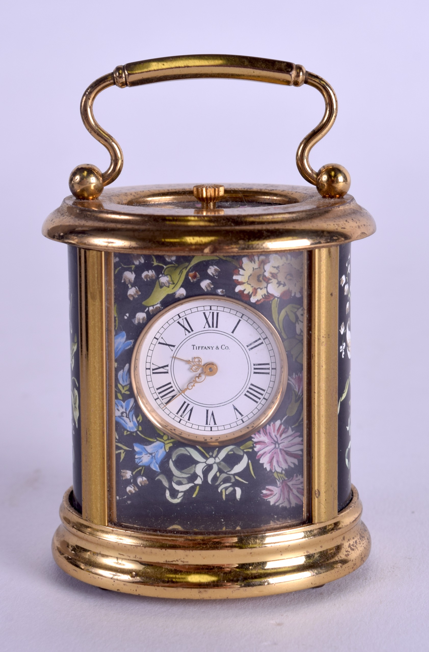 A MINIATURE TIFFANY & CO HALCYON DAYS ENAMEL CARRIAGE CLOCK with ...