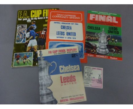 Chelsea v Leeds United 1970 FACF selection to include programme, replay programme, ticket for first game, song sheet and Dail