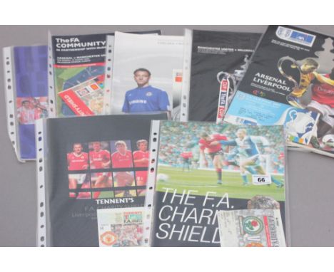 Six Manchester United large format big match programmes all with match tickets including FACF 2004, Charity Shield 1994, 1990