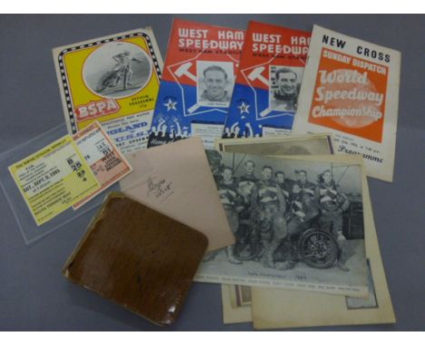 Speedway selection from 1930's onwards autograph book circa 1934 with 41 autographs including Mills Wilkinson Milne of Waltha