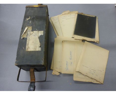 Box of magic lantern slides plus sixteen large format glass negatives of Cornwall 