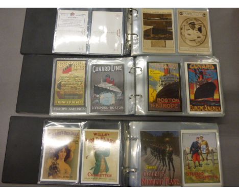 Three albums of mainly Marine art postcards including Titanic and advertising (240 approx)