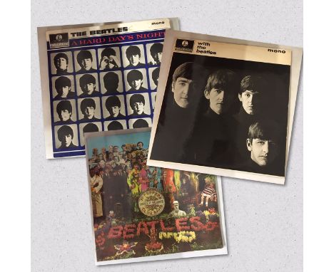 Vinyl - The Beatles - A collection of 3 early lp's, With The Beatles (PMC 1206) The Parlophone Co Ltd recording first publish