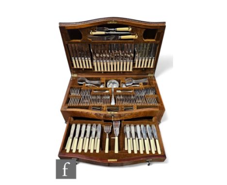 A canteen of hallmarked silver thread pattern cutlery for twelve place settings egg, dessert, soup and teaspoons, dessert and