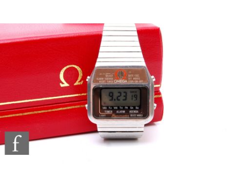 A stainless steel Omega Memomaster quartz wrist watch complete with original bracelet, inner and outer boxes instruction manu
