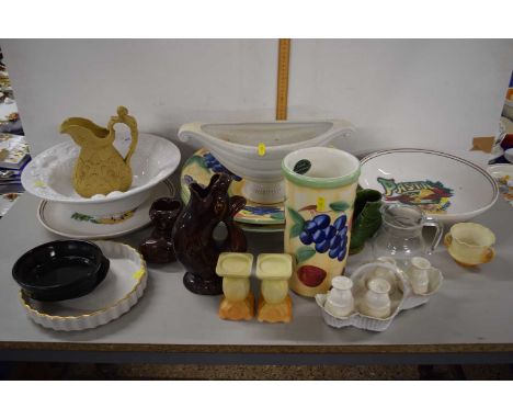 Large Mixed Lot: Various serving bowls, Crown Devon planter, Dartmouth gurgle jug and other assorted items