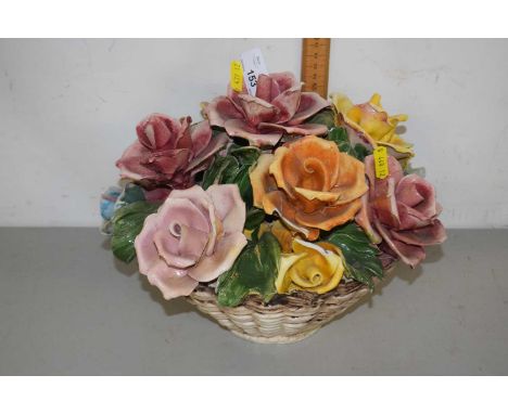 Modern capodimonte porcelain vase of roses