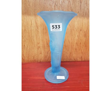 VINTAGE NUDE LADY BLUE GLASS VASE