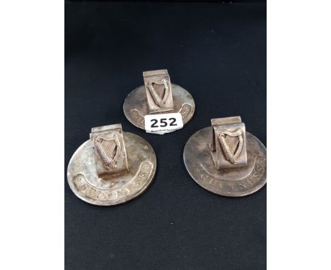 3 VINTAGE GUINNESS MENU HOLDERS