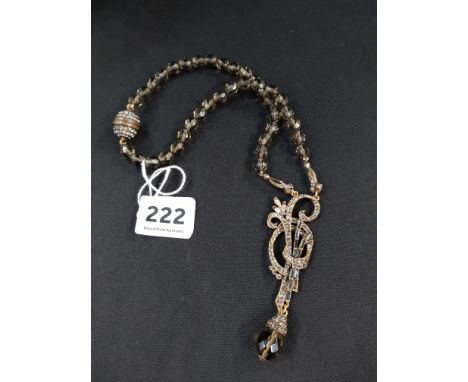 VINTAGE QUARTZ GLASS AND RHINESTONE NECKLACE