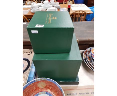 2 CASED TYRONE CRYSTAL ITEMS AND CASED BELLEEK ITEM
