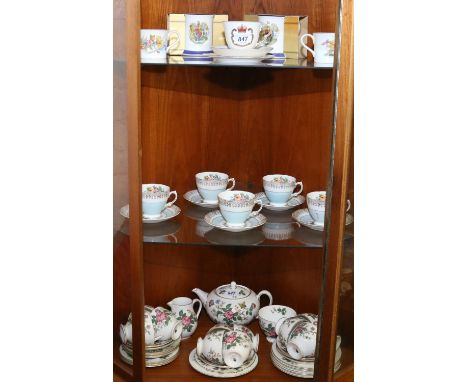 A Wedgwood part tea service along with other part tea services and two Ringtons Golden Jubilee beakers.