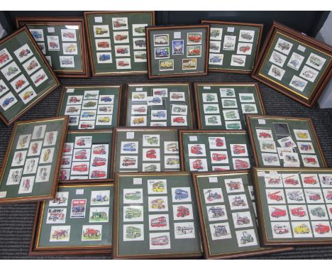Framed Trade Cards, Bus, Tractor, Traction Engine, Fire Engine, Jeep, Landrover and Lorry Themes, predominantly Golden Era, n