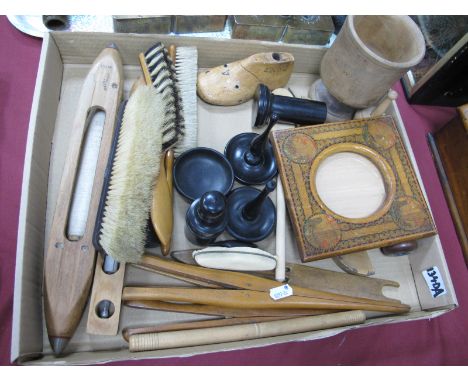 Ebony Ring Tree, photograph frame, glove stretchers, brushes, etc.