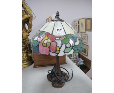 A Tiffany Style Table Lamp, on a bronzed effect base.