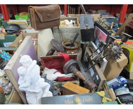 Wooden Candlesticks, Stars &amp; Films Annual 1937, cameras, candlestick, matchboxes, etc:- One Box.