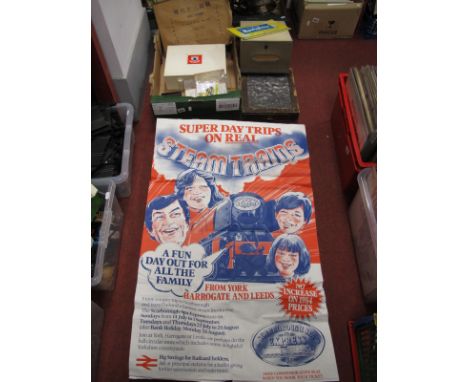 Office Filing Drawers, first aid kit, 'Monopole Violin Strings' advertising desk sign, British Rail poster, 'Mimosa-Platte' p