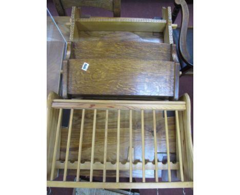 Pine Plate and Spice Racks, oak magazine rack. (3)