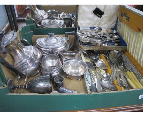 H.F. &amp; Co Four Piece Plated Tea Service, cutlery, goblet, etc:- One Box.
