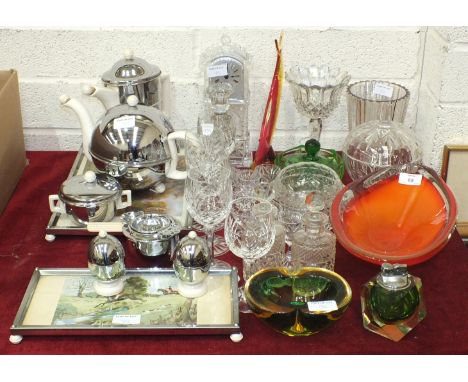 A collection of various glassware, a Heatmaster tea service, (a/f) and miscellaneous items.