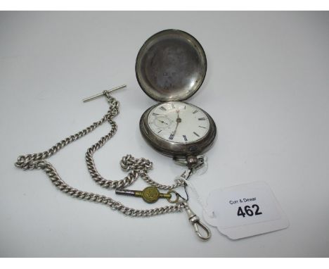 Silver Key Wind Pocket Watch, White Enamel Dial by John Wainwright &amp; Sons, Ormskirk, H.M. Chester, 1881