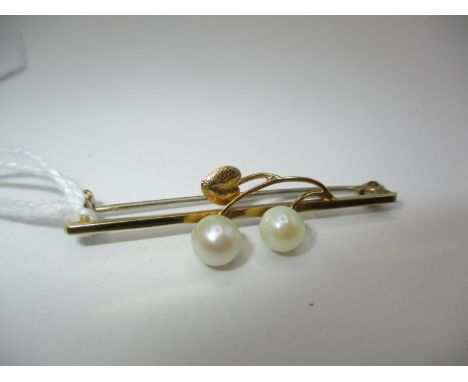9ct Gold 2 Pearl Brooch