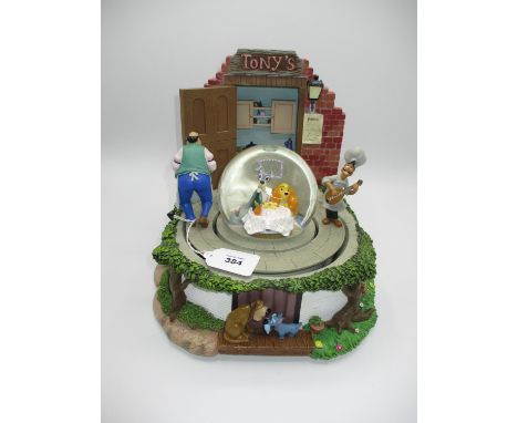 Walt Disney Lady and The Tramp Tony's Restaurant Musical Snow Globe