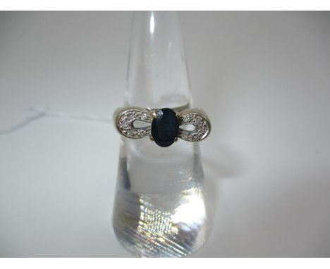 Sapphire and Diamond Bow Ring, Size K