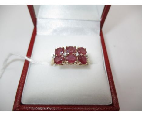 9ct Gold Ruby and Diamond Ring, Size J