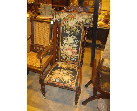 Victorian Rosewood and Tapestry Hall Chair