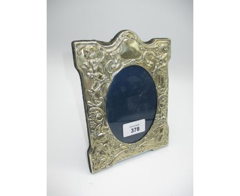 White Metal and Velvet Easel Back Photograph Frame