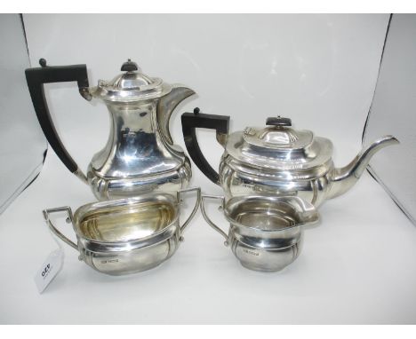 Silver 4 Piece Tea Service, Sheffield 1936 to 1939, Maker EV, 1970g total