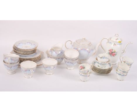 A Tuscan china floral part tea service and an Adderley floral decorated coffee service