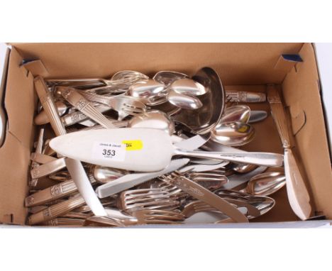 A suite of Elkington silver plated flatware and cutlery for six, in canteen, and a quantity of matching flatware and cutlery