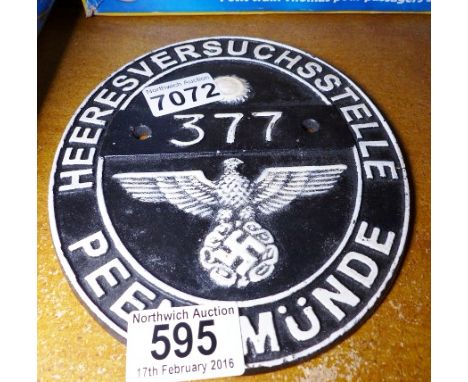 GERMAN ARMY SIGN. Cast iron German Army sign, L ~ 16cm