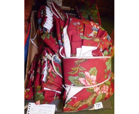 THREE PAIRS OF CURTAINS. Three pairs of curtains with pelmets and tie backs, sizes on box 