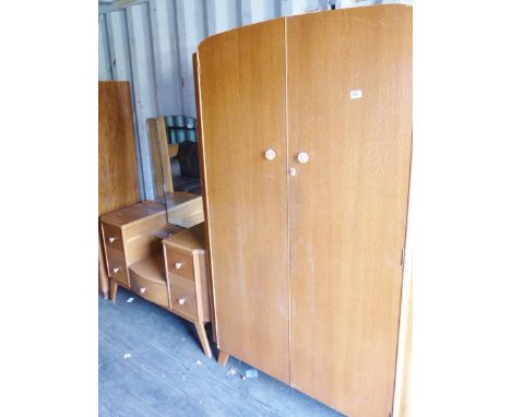 TWO PIECE BEDROOM SUITE. Light oak two piece bedroom suite